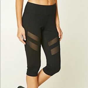 Black mesh crop leggings